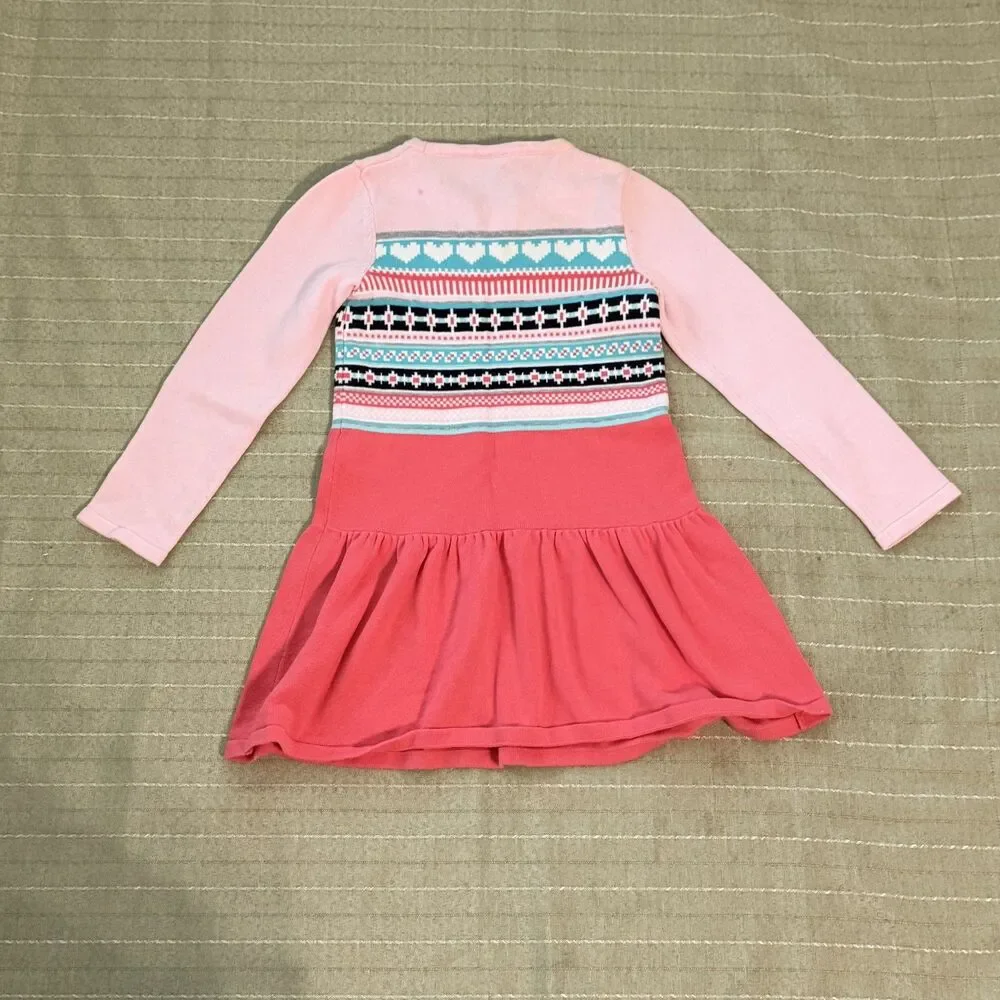 Gymboree Girls Pink Long Sleeve Sweater Dress Size 7 Great Condition